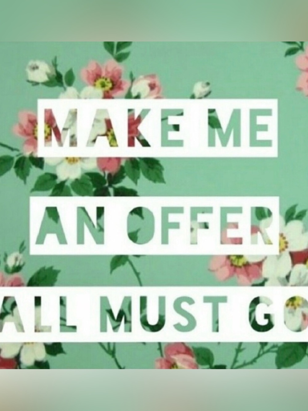 Floral Mint Graphic Print with Pink Blooms